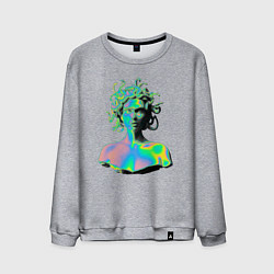 Свитшот хлопковый мужской Gorgon Medusa Vaporwave Neon, цвет: меланж