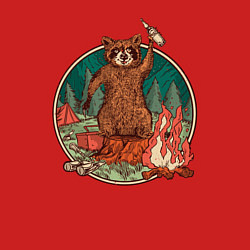 Свитшот хлопковый мужской Винтажный енот на отдыхе Camping Raccoon, цвет: красный — фото 2