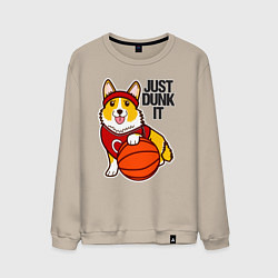 Свитшот хлопковый мужской JUST DUNK IT корги, цвет: миндальный