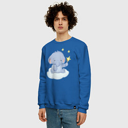 Свитшот хлопковый мужской Милый Слонёнок На Облаке Со Звездой, цвет: синий — фото 2