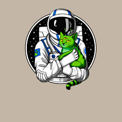Свитшот хлопковый мужской Космонавт с инопланетным котом, цвет: миндальный — фото 2