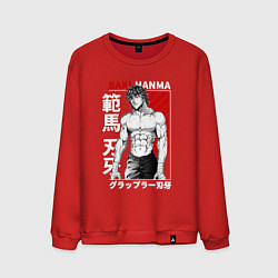Свитшот хлопковый мужской БОЕЦ БАКИ , BAKI THE GRAPPLER, цвет: красный