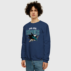 Свитшот хлопковый мужской SAN JOSE SHARKS NHL, цвет: тёмно-синий — фото 2