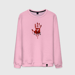 Свитшот хлопковый мужской Кровавая рука - live hand, цвет: светло-розовый