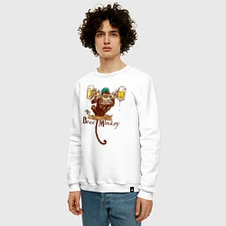 Свитшот хлопковый мужской Пивная обезьяна, цвет: белый — фото 2
