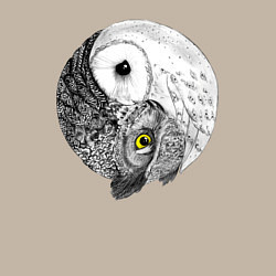 Свитшот хлопковый мужской Инь Янь по совиному, цвет: миндальный — фото 2