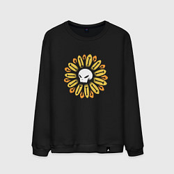 Свитшот хлопковый мужской Череп Подсолнух Sunflower Skull, цвет: черный