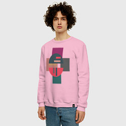 Свитшот хлопковый мужской Абстракт геометрические цветные фигуры Abstraction, цвет: светло-розовый — фото 2