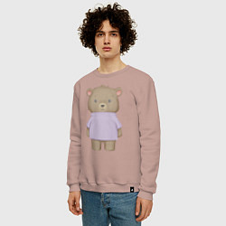 Свитшот хлопковый мужской Милый Медвежонок В Кофте, цвет: пыльно-розовый — фото 2