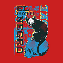 Свитшот хлопковый мужской Футболка с изображением черепа кошки, цвет: красный — фото 2