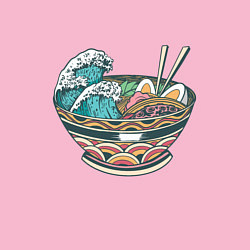 Свитшот хлопковый мужской Great Wave Ramen Большая Волна Рамен, цвет: светло-розовый — фото 2