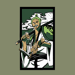 Свитшот хлопковый мужской ЗОРО САМУРАЙ ИЗ ВАН ПИСА, цвет: авокадо — фото 2