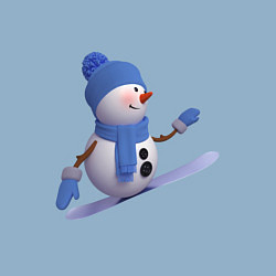 Свитшот хлопковый мужской SNOWMAN ON A SNOWBOARD, цвет: мягкое небо — фото 2