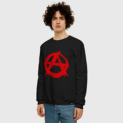 Свитшот хлопковый мужской Символ анархии, цвет: черный — фото 2
