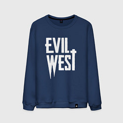 Свитшот хлопковый мужской Evil west logo, цвет: тёмно-синий