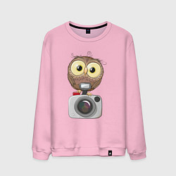 Свитшот хлопковый мужской Сова на фотоаппарате, цвет: светло-розовый