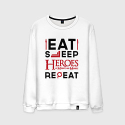 Мужской свитшот Надпись: Eat Sleep Heroes of Might and Magic Repea