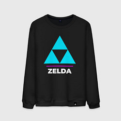 Свитшот хлопковый мужской Символ Zelda в неоновых цветах, цвет: черный