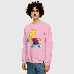 Свитшот хлопковый мужской Барт Симпсон принт, цвет: светло-розовый — фото 2