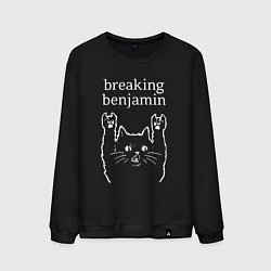 Свитшот хлопковый мужской Breaking Benjamin Рок кот, цвет: черный