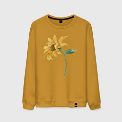 Свитшот хлопковый мужской Branch With a Sunflower Подсолнух, цвет: горчичный