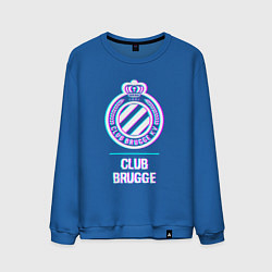 Свитшот хлопковый мужской Club Brugge FC в стиле Glitch, цвет: синий
