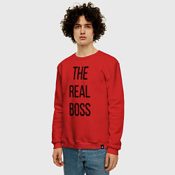 Свитшот хлопковый мужской The real boss!, цвет: красный — фото 2