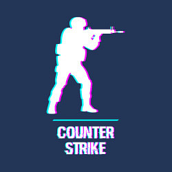 Свитшот хлопковый мужской Counter Strike в стиле Glitch - Баги Графики, цвет: тёмно-синий — фото 2