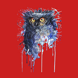 Свитшот хлопковый мужской Прикольная сова в акварельном рисунке, цвет: красный — фото 2