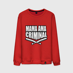 Свитшот хлопковый мужской Mama ama criminal, цвет: красный