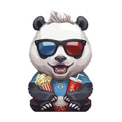 Свитшот хлопковый мужской Прикольный панда с попкорном и колой, цвет: белый — фото 2