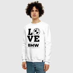 Свитшот хлопковый мужской BMW love classic, цвет: белый — фото 2
