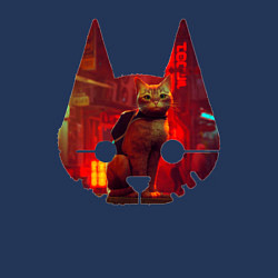 Свитшот хлопковый мужской Кот из игры Stray, цвет: тёмно-синий — фото 2