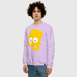 Свитшот хлопковый мужской Барт Симпсон - портрет, цвет: лаванда — фото 2