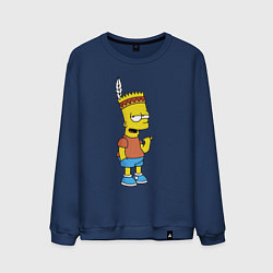 Свитшот хлопковый мужской Барт Симпсон - индеец, цвет: тёмно-синий