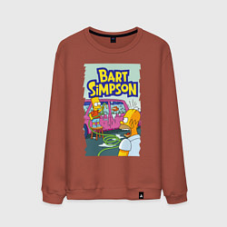 Свитшот хлопковый мужской Барт Симпсон устроил из автомобиля аквариум, цвет: кирпичный