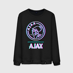 Свитшот хлопковый мужской Ajax FC в стиле glitch, цвет: черный