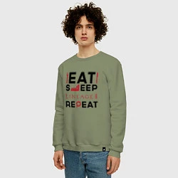 Свитшот хлопковый мужской Надпись: eat sleep Lineage 2 repeat, цвет: авокадо — фото 2