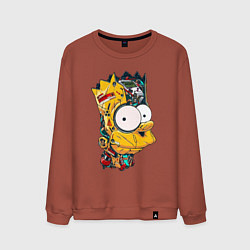 Свитшот хлопковый мужской Cyber-Bart - Simpsons family, цвет: кирпичный