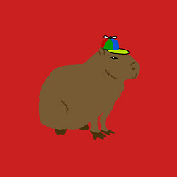 Свитшот хлопковый мужской Капибара с кепкой-пропеллером, цвет: красный — фото 2