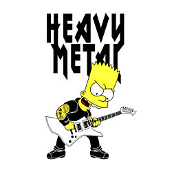 Свитшот хлопковый мужской Барт Симпсон - heavy metal, цвет: белый — фото 2