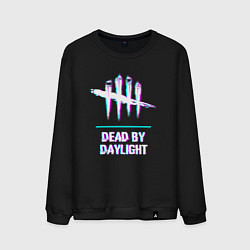 Свитшот хлопковый мужской Dead by Daylight в стиле glitch и баги графики, цвет: черный