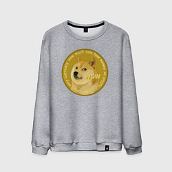 Свитшот хлопковый мужской Иронизирующая монета с Доге, цвет: меланж