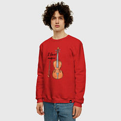 Свитшот хлопковый мужской Я люблю скрипку, цвет: красный — фото 2