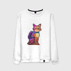 Свитшот хлопковый мужской Stray pixel art, цвет: белый