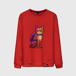 Свитшот хлопковый мужской Stray pixel art, цвет: красный
