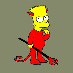 Свитшот хлопковый мужской Bart Simpson - devil, цвет: авокадо — фото 2