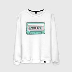 Свитшот хлопковый мужской Музыкальная кассета - олды поймут, цвет: белый