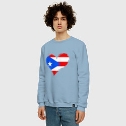 Свитшот хлопковый мужской Сердце - Пуэрто-Рико, цвет: мягкое небо — фото 2