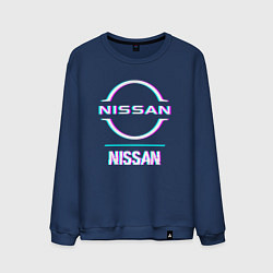 Мужской свитшот Значок Nissan в стиле glitch